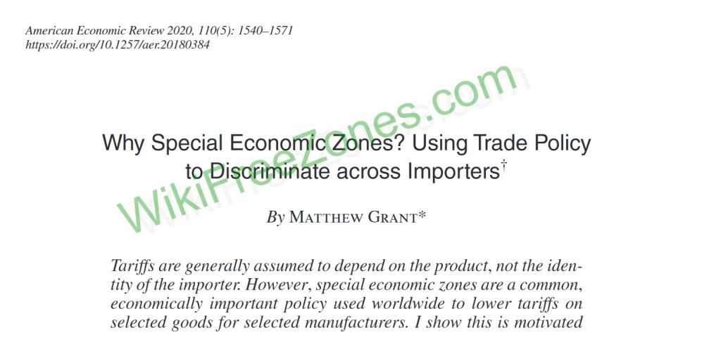 why Special Economic zones-uing Trade Policy to Discriminate across Importers American Economic Review