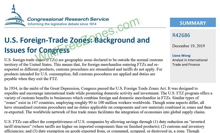 US Foreign-Trade Zones Background and